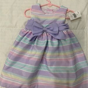 Good Lad Pastel Striped Dress with Lavender Bow